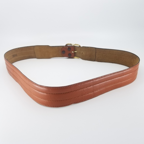 Vintage Brown Calf Grain Cowhide Leather Belt - Picture 7 of 7